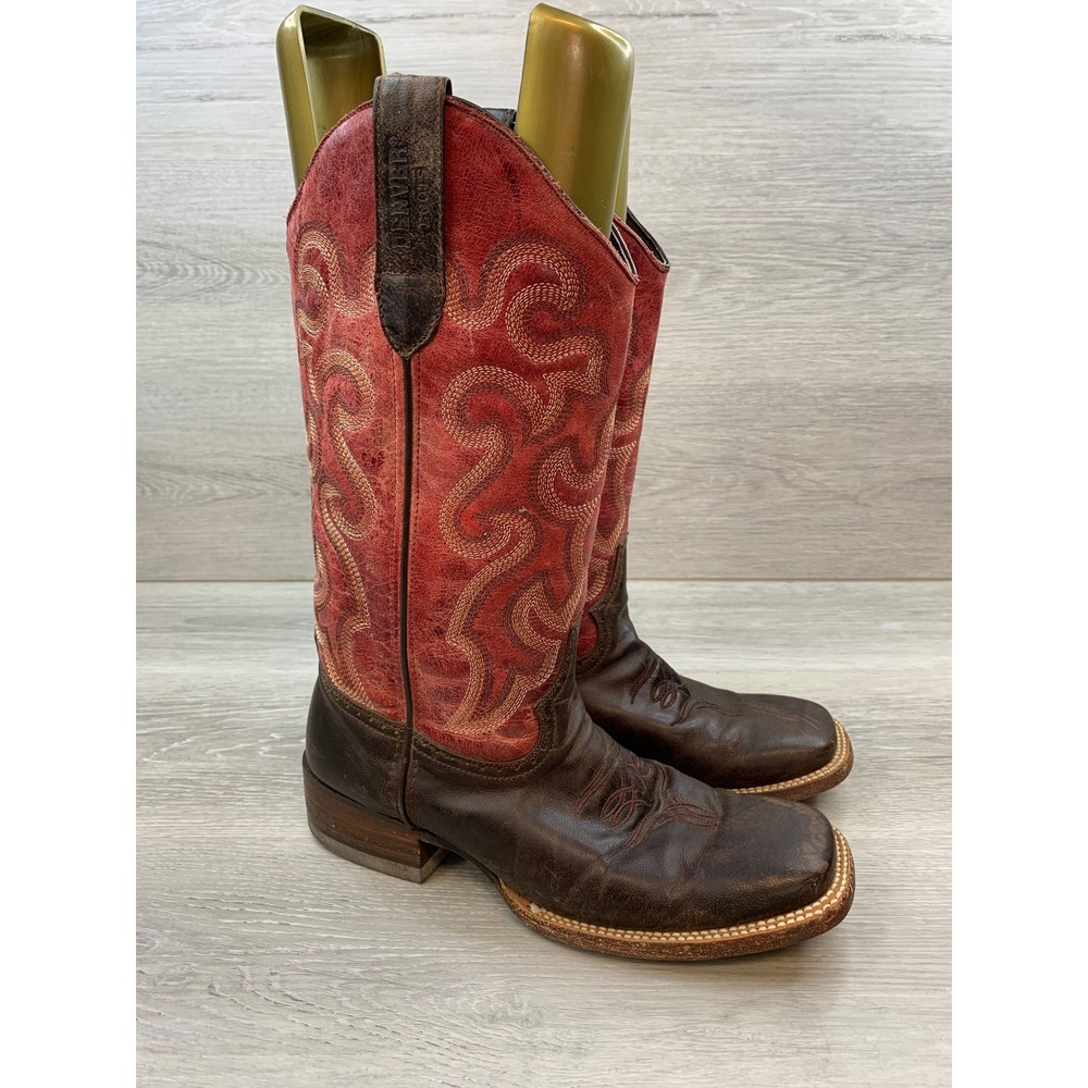 Denver Boots Women's 8 M Brown Red Leather Western Cowboy‎ Rodeo Boots
